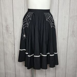 Hell Bunny Miss Muffet 50s Spiderweb Skirt Black Gothabilly Pinup, sz Large